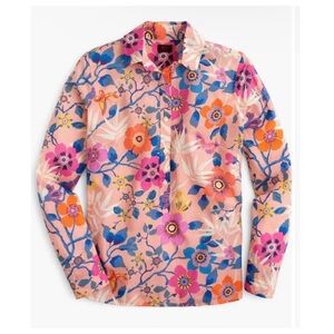 J. CREW Liberty Fabrics Womens Floral Print Classic Popover Blouse Size 8 Pink